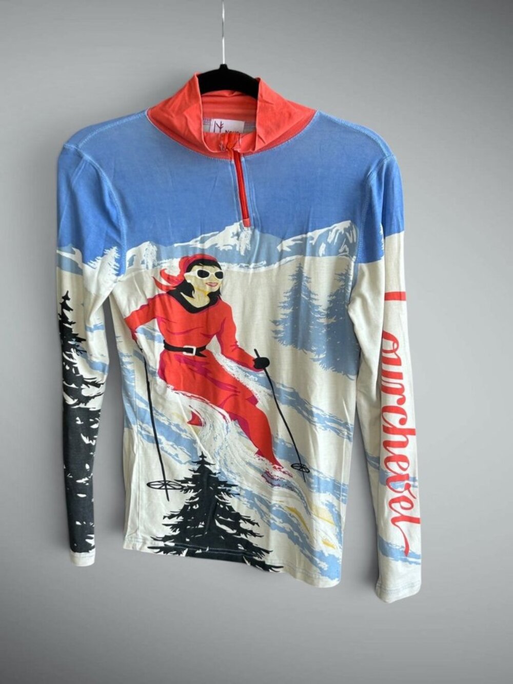 Neve Retro Courchevel Silk Wool Blend 1/4 Zip Ski Base Layer Size Small